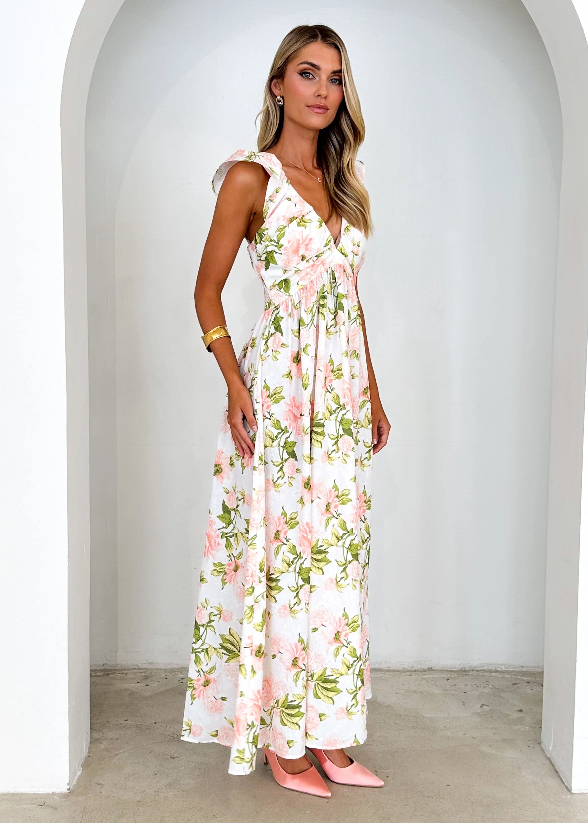 Hadley Maxi Dress - Peach Floral