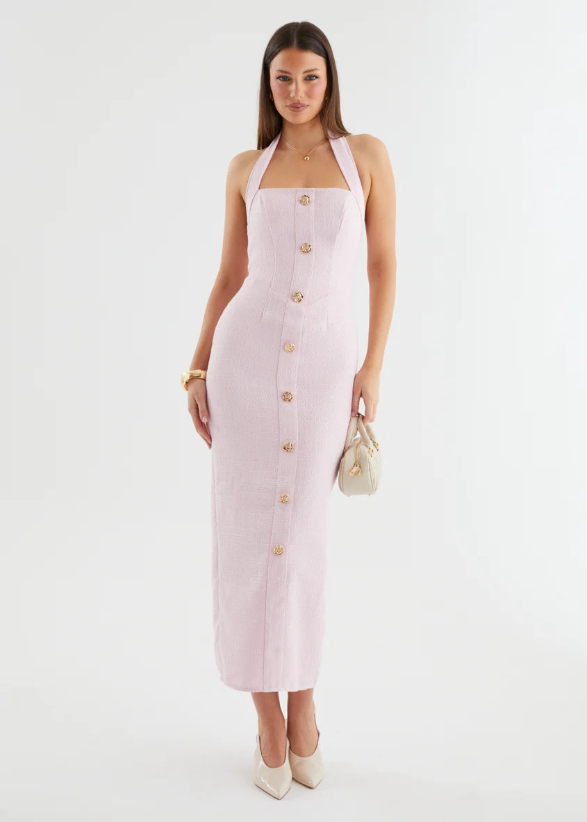 Marina Halter Maxi Dress - Baby Pink
