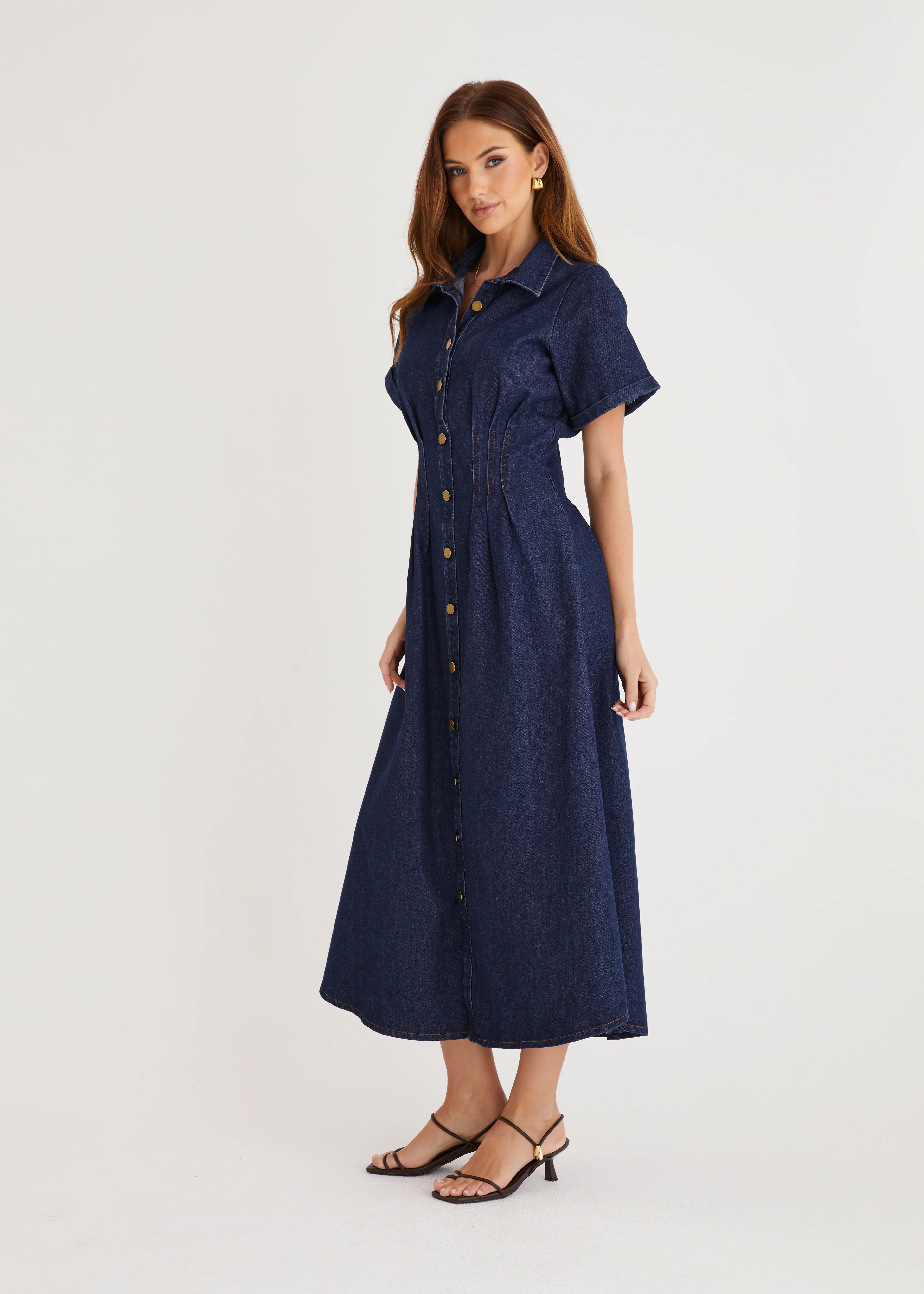 Annika Denim Midi Dress - Indigo