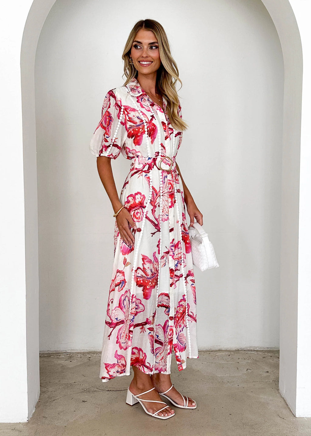 Mannia Maxi Dress - Red Floral