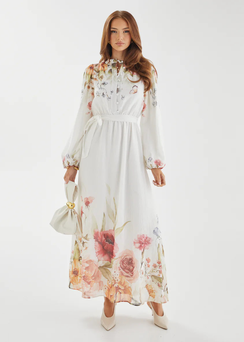 Tracie Maxi Dress - White Garden