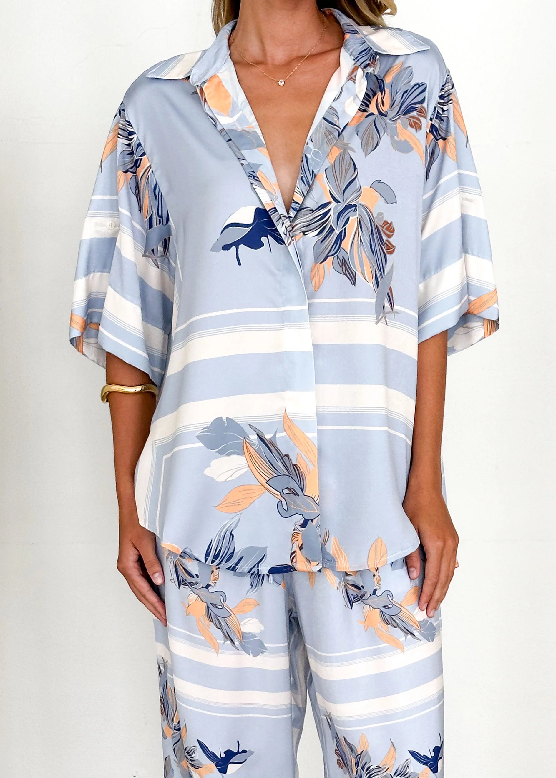 Kaycie Shirt - Powder Blue Floral