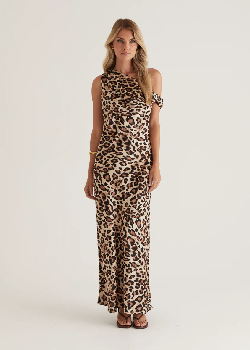 Reiko Drop Shoulder Maxi Dress - Leopard