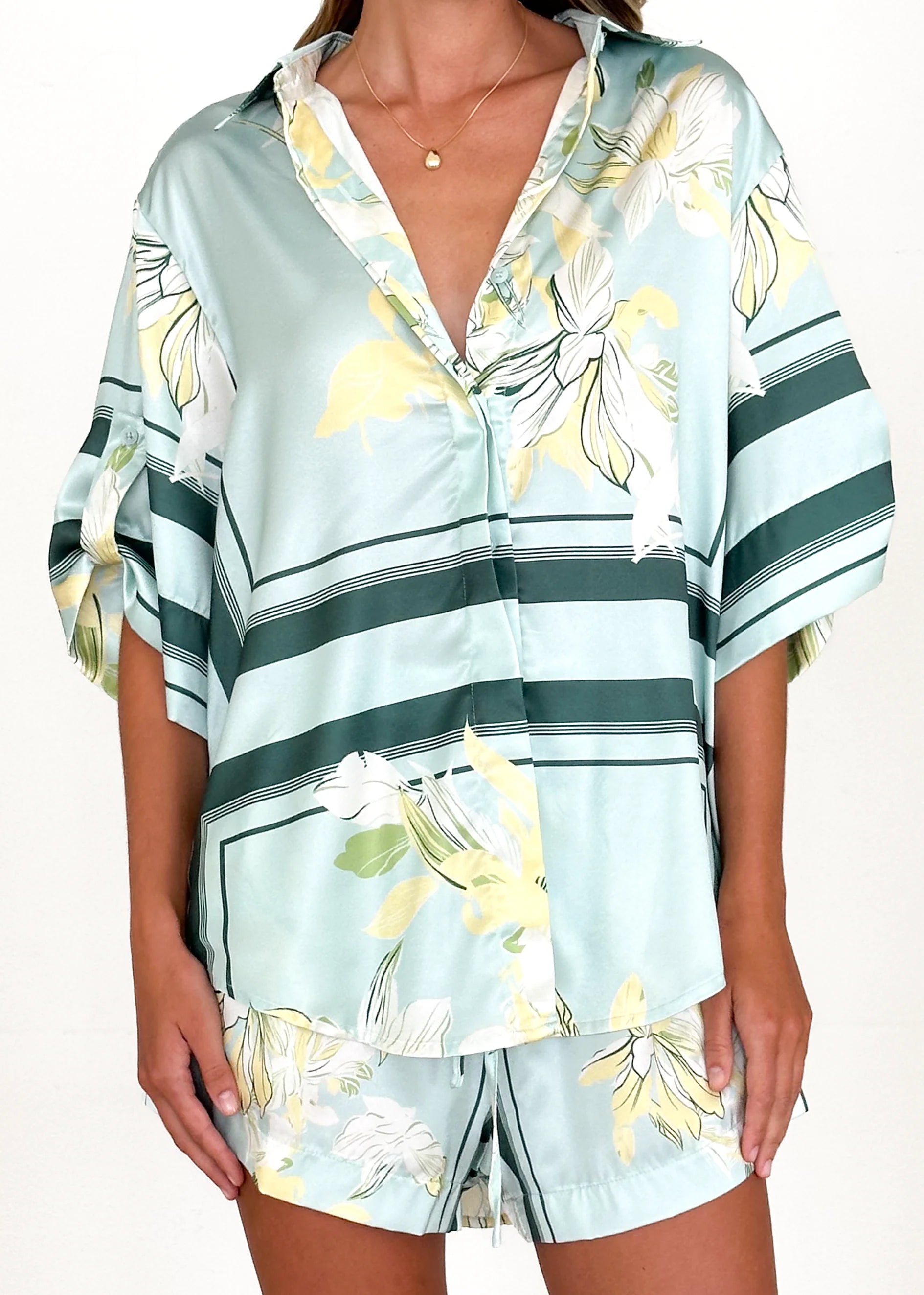 Kaycie Shirt - Aqua Floral