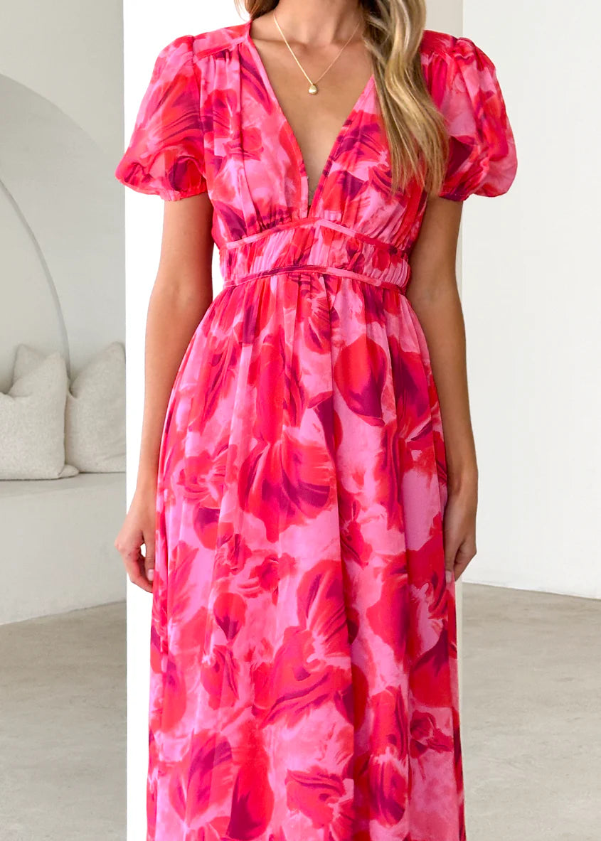 Wynne Maxi Dress - Magenta Floral