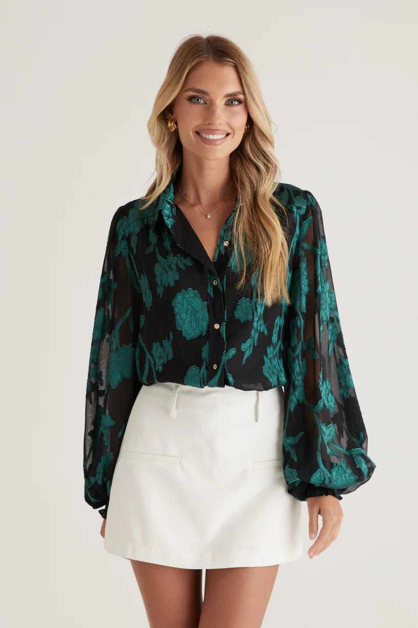 Avril Shirt - Emerald Floral