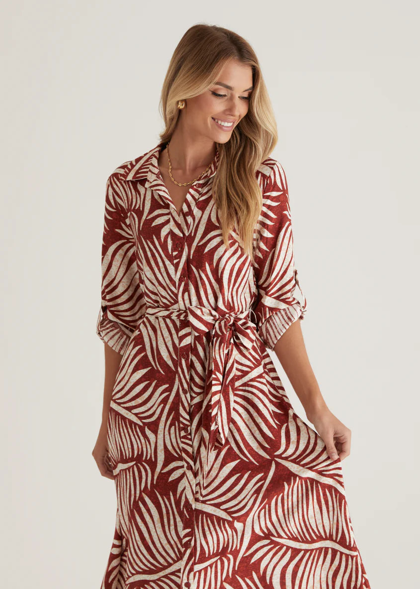 Luxe Midi Dress - Wine Fern