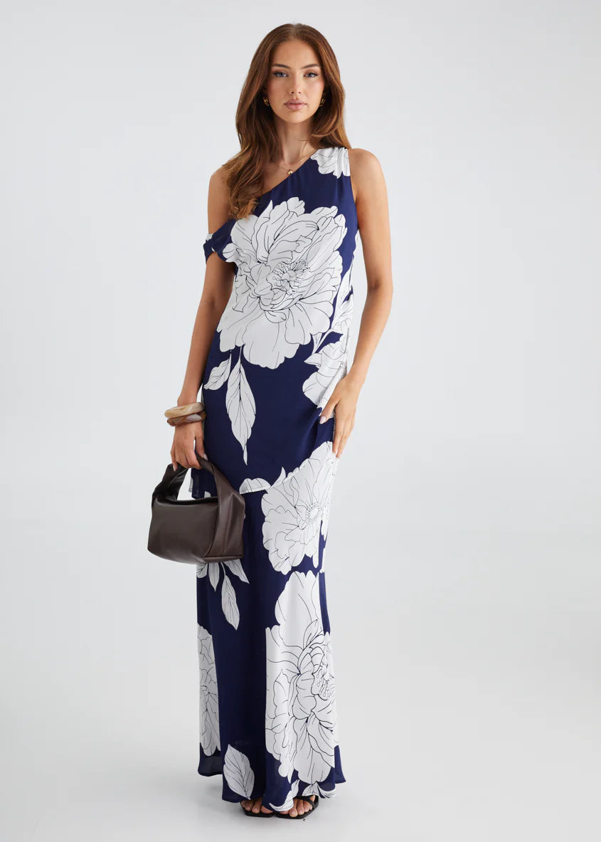 Solar Drop Shoulder Top - Navy Bloom