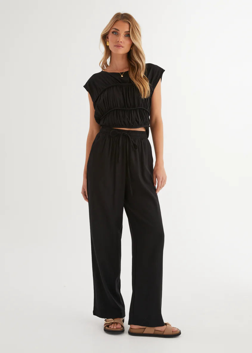 Sunstone Pleated Top - Black