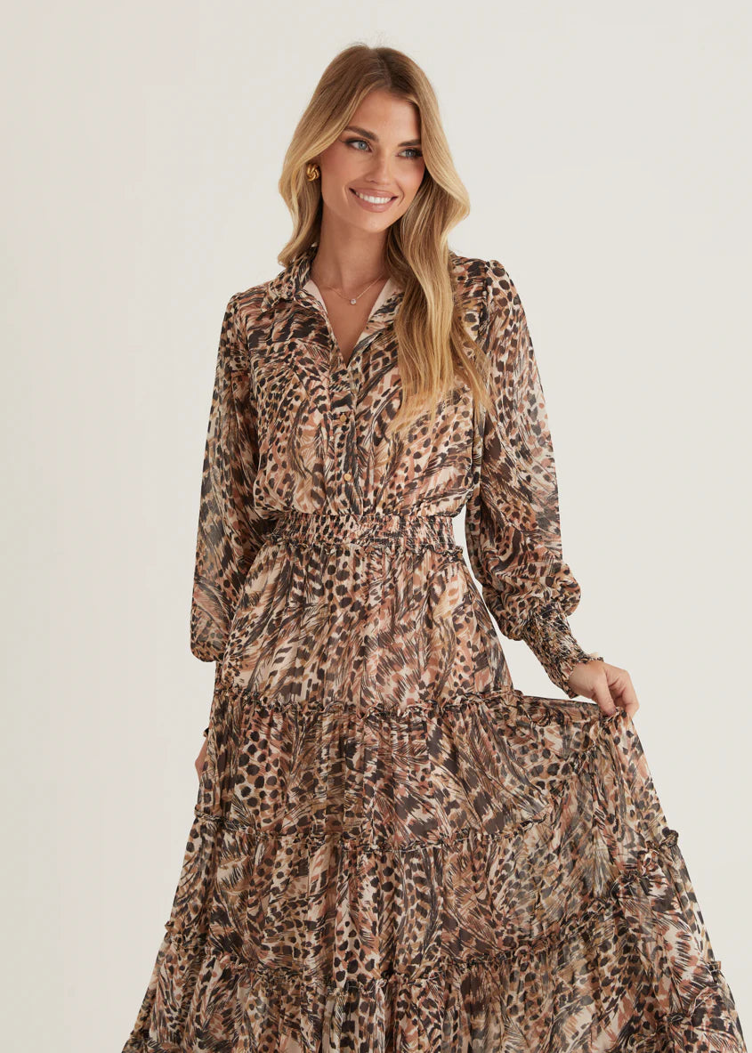 Brigette Maxi Dress - Peach Feather