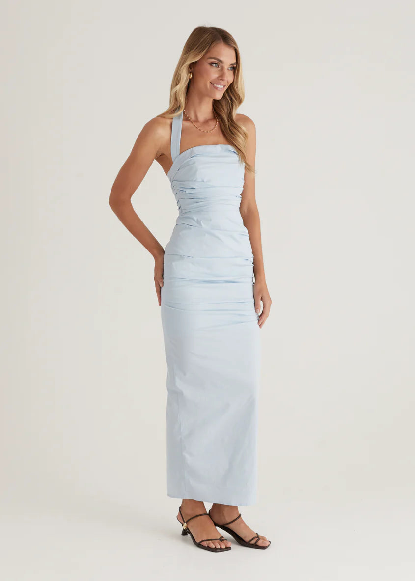 Sadie Halter Maxi Dress - Ice Blue