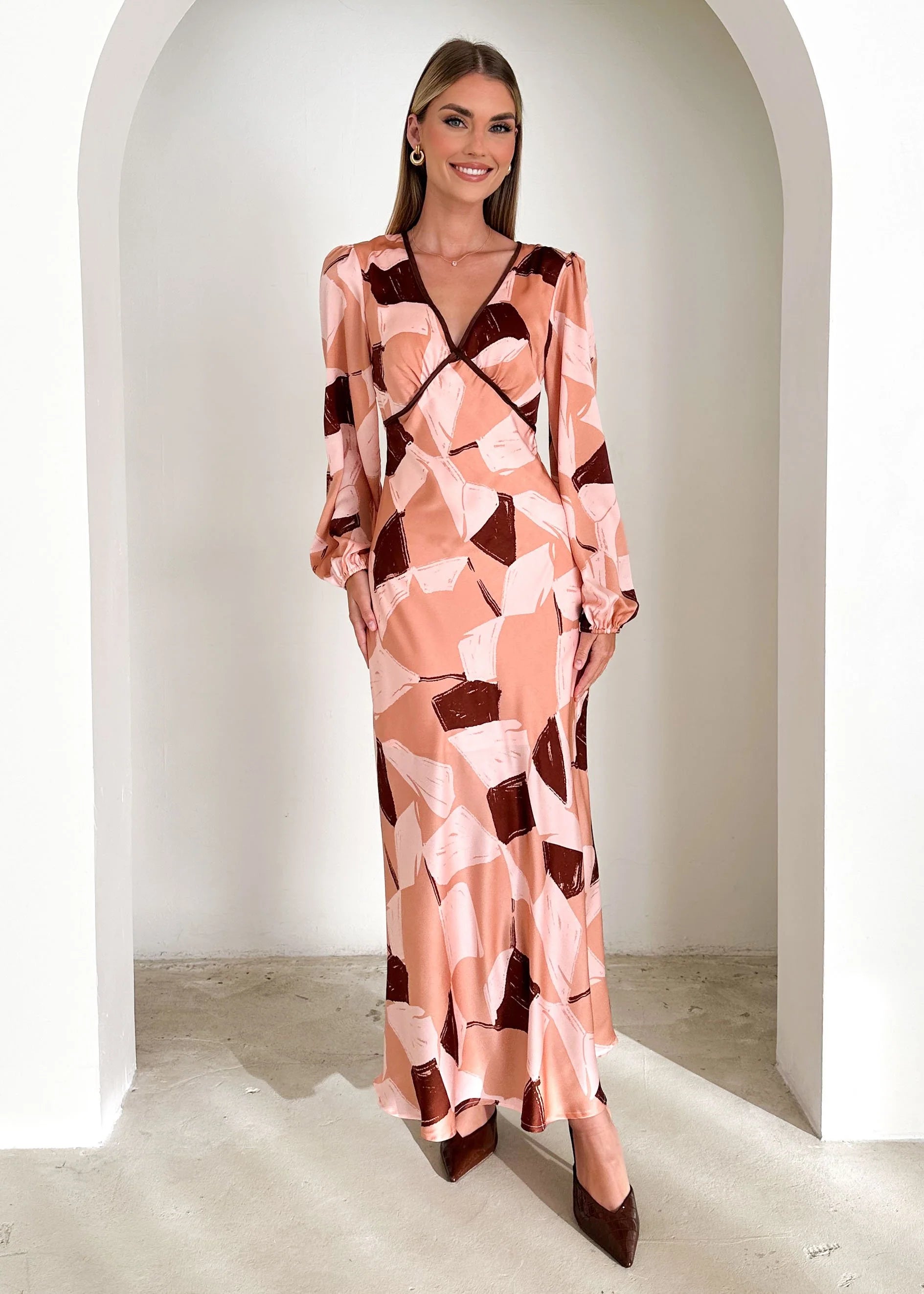 Taliya Maxi Dress - Blush Geo