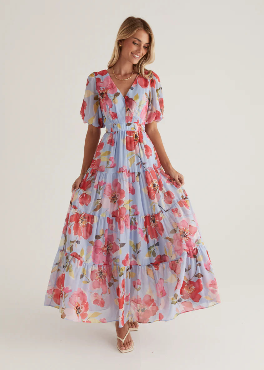Casablanca Maxi Dress - Blue Floral