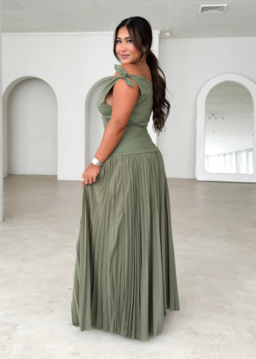 Keyla One Shoulder Maxi Dress - Khaki