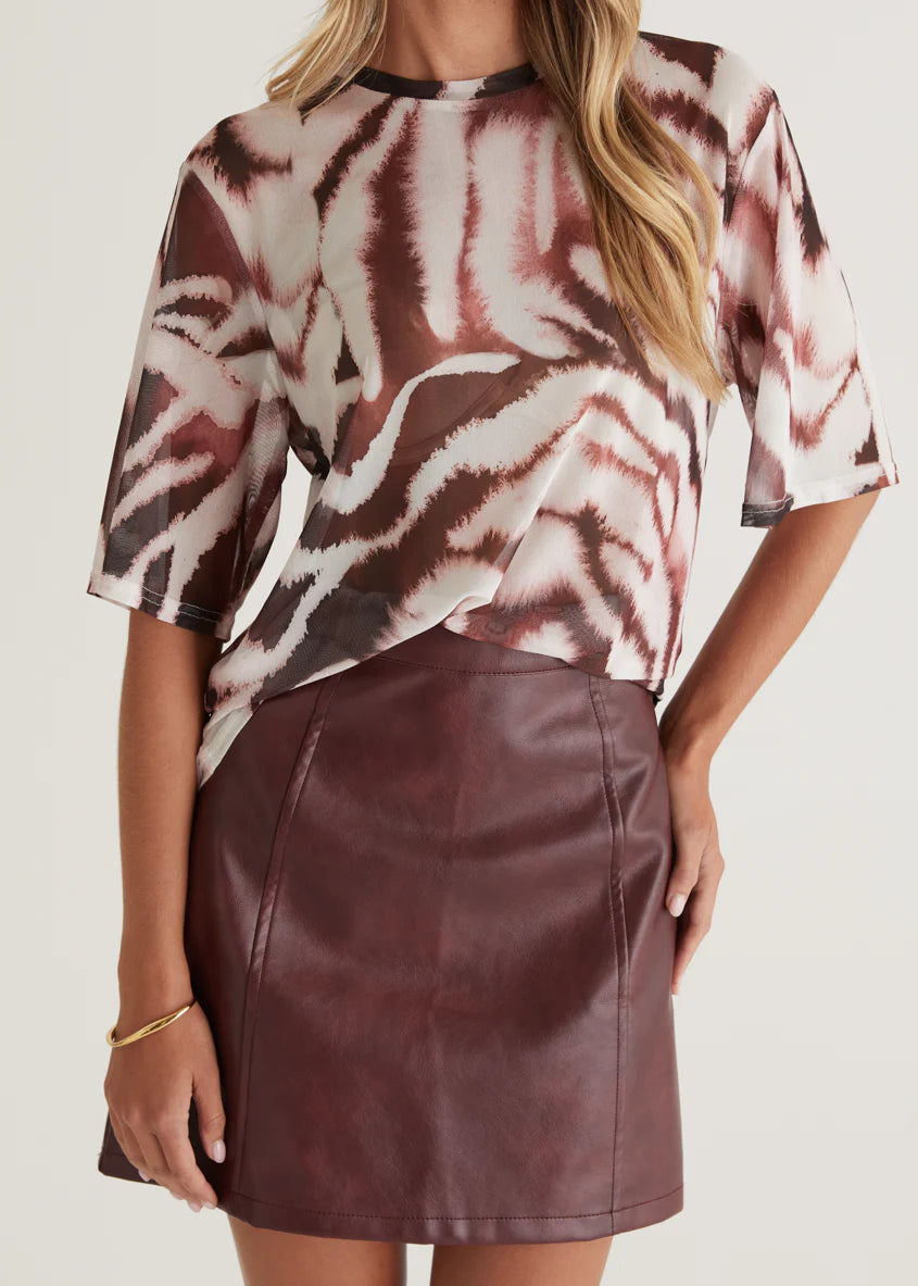 Arrabelle PU Skirt - Wine