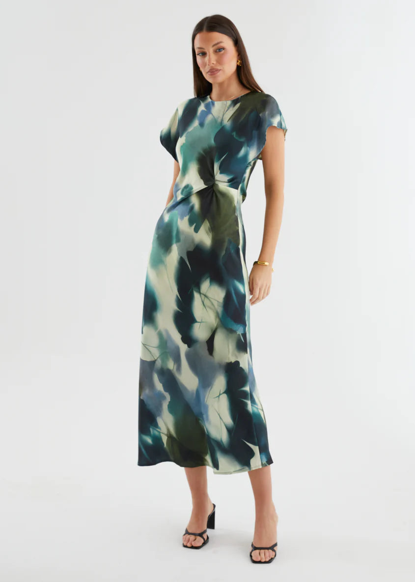 Odesza Maxi Dress - Olive Abstract