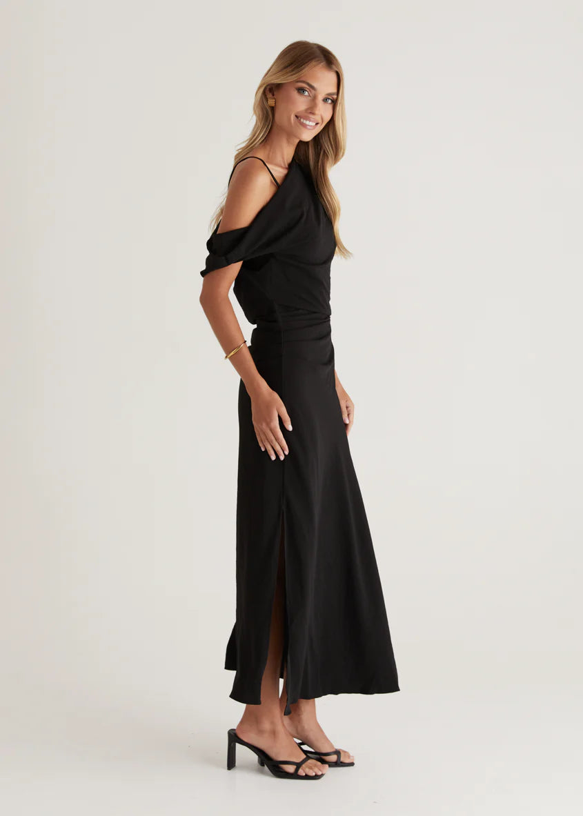 Evie Drop Shoulder Maxi Dress - Black