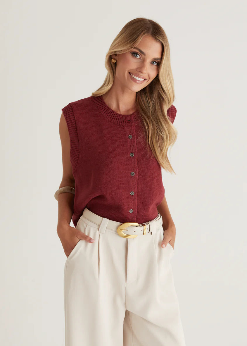 Amante Knitted Vest - Wine