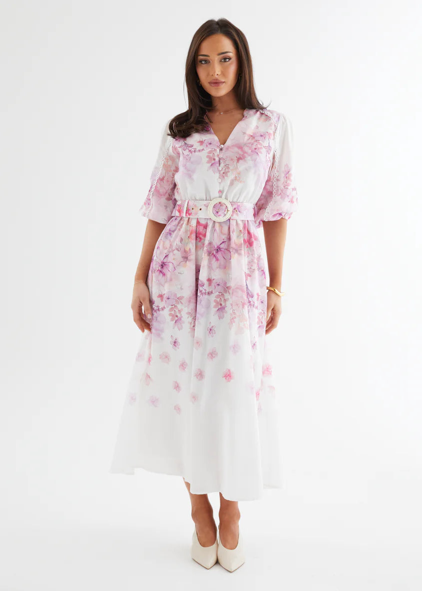 Lani Maxi Dress - Pink Flowers