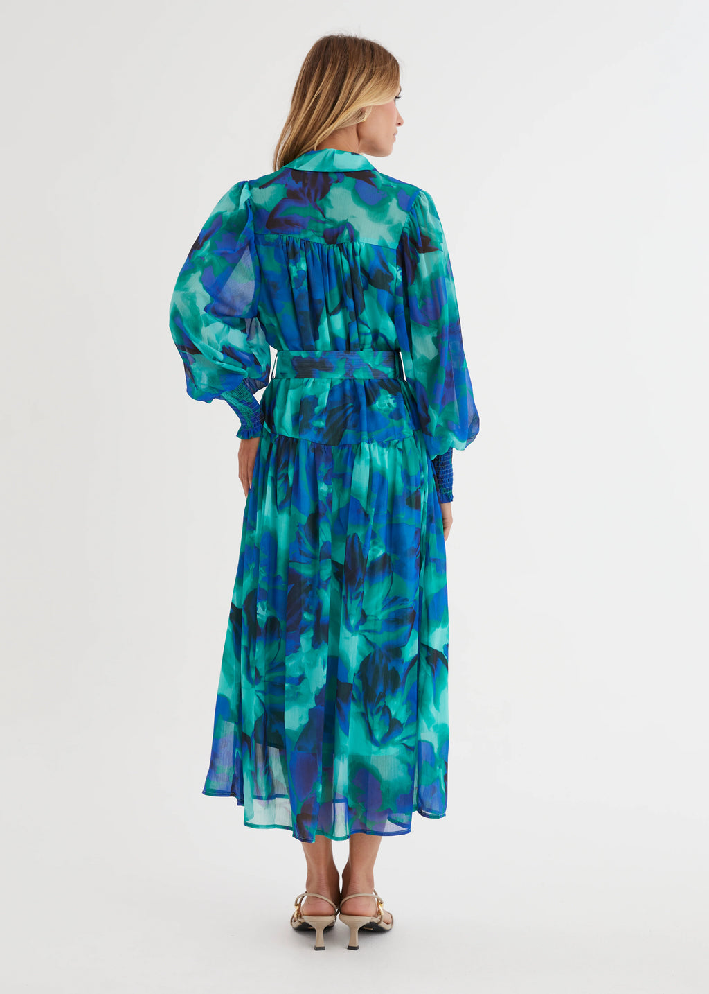 Aleera Midi Dress - Blue Floral