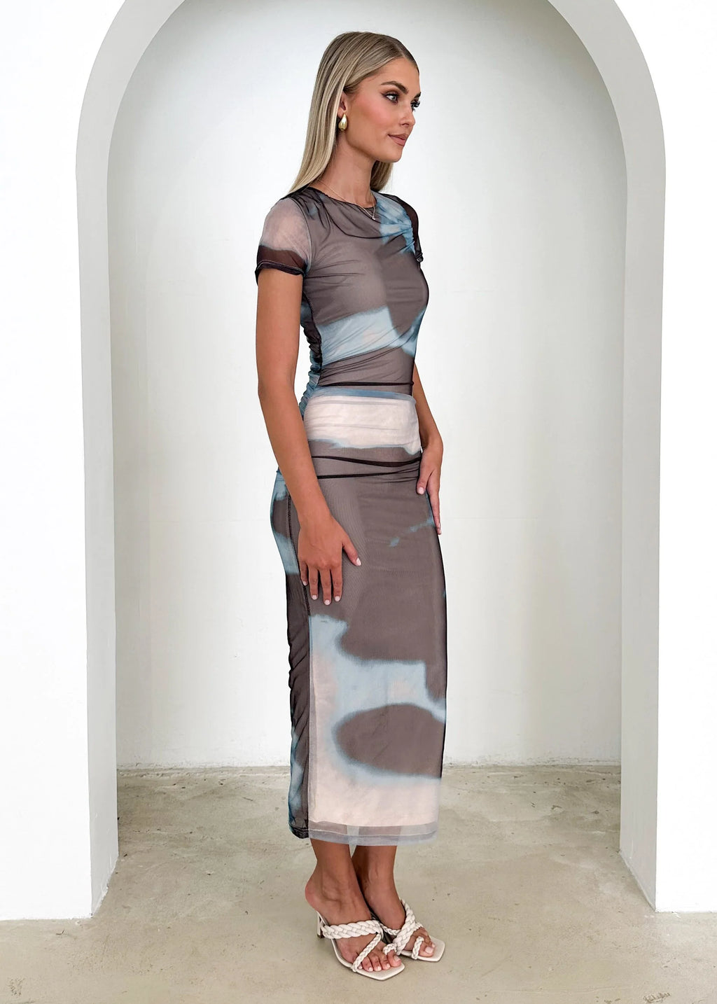 Lalika Mesh Maxi Dress - Blue Tie Dye