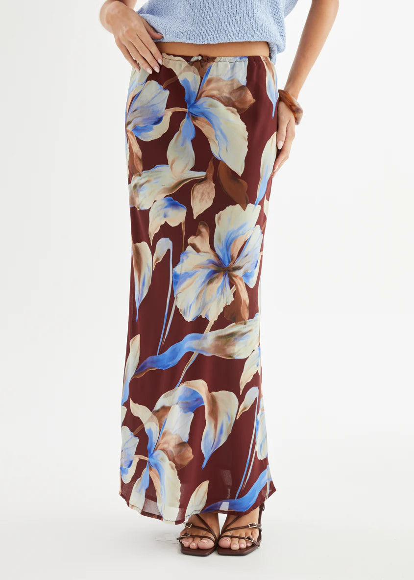 Skyla Maxi Skirt - Burgundy Anya