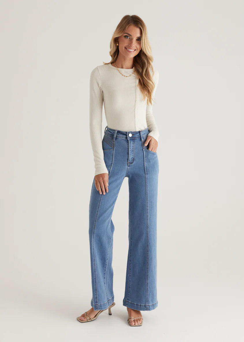 Jess Stretch Wide Leg Jeans - Light Blue