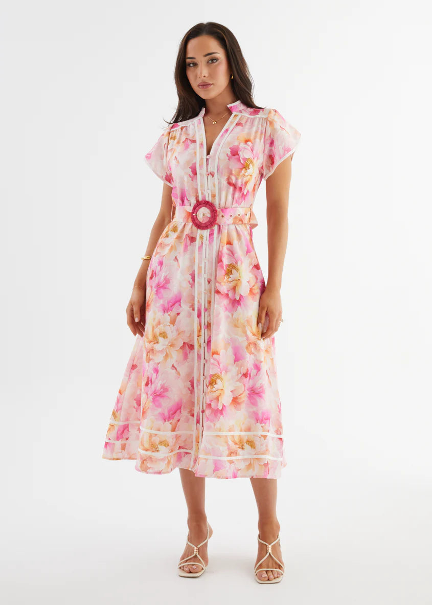 Dafina Maxi Dress - Magenta Floral