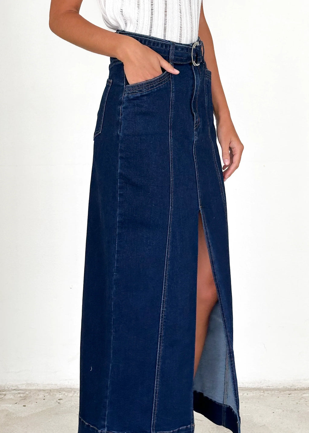 Hampton Stretch Maxi Skirt - Indigo