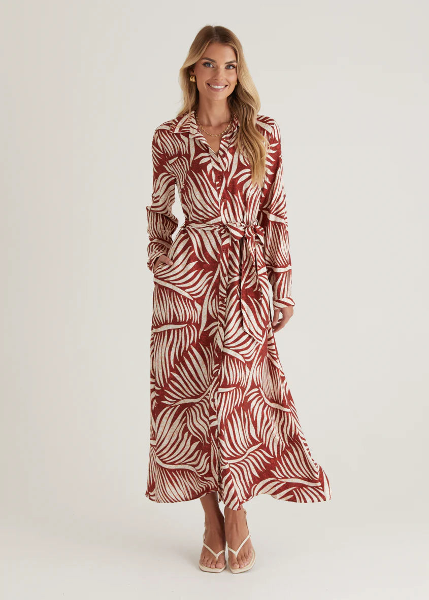 Luxe Midi Dress - Wine Fern