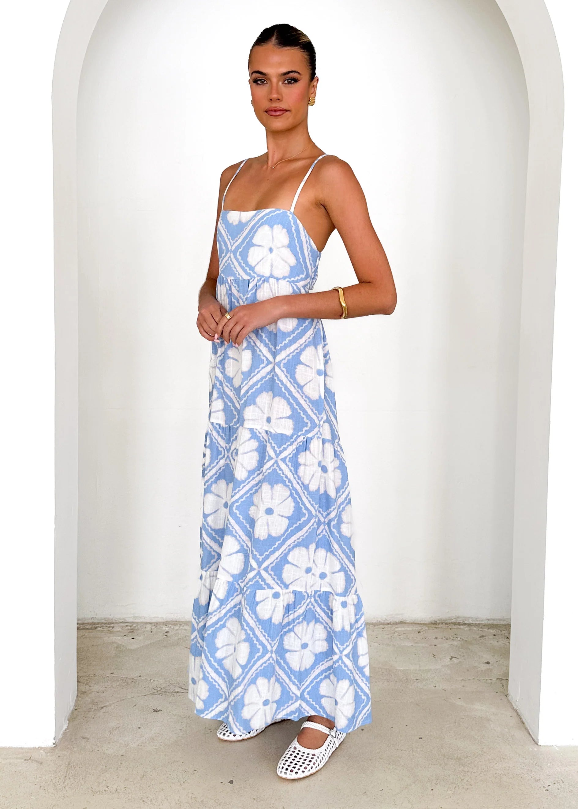 Noreen Maxi Dress - Blue Shibori