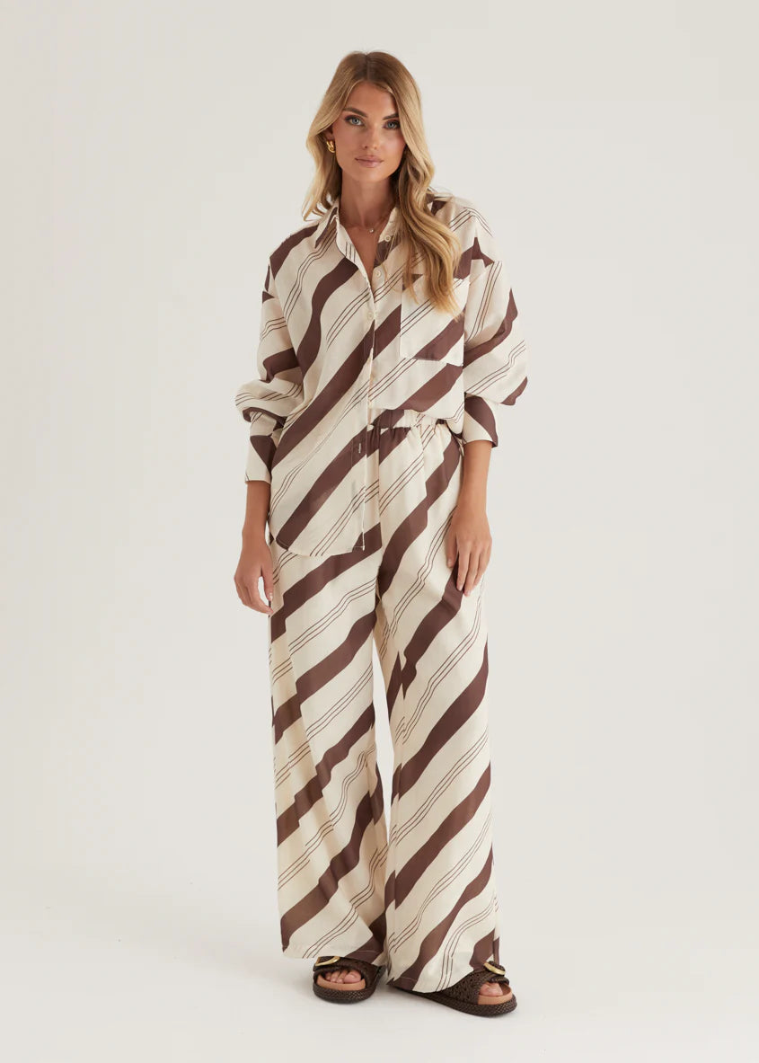 Jessa Shirt - Choc Stripe