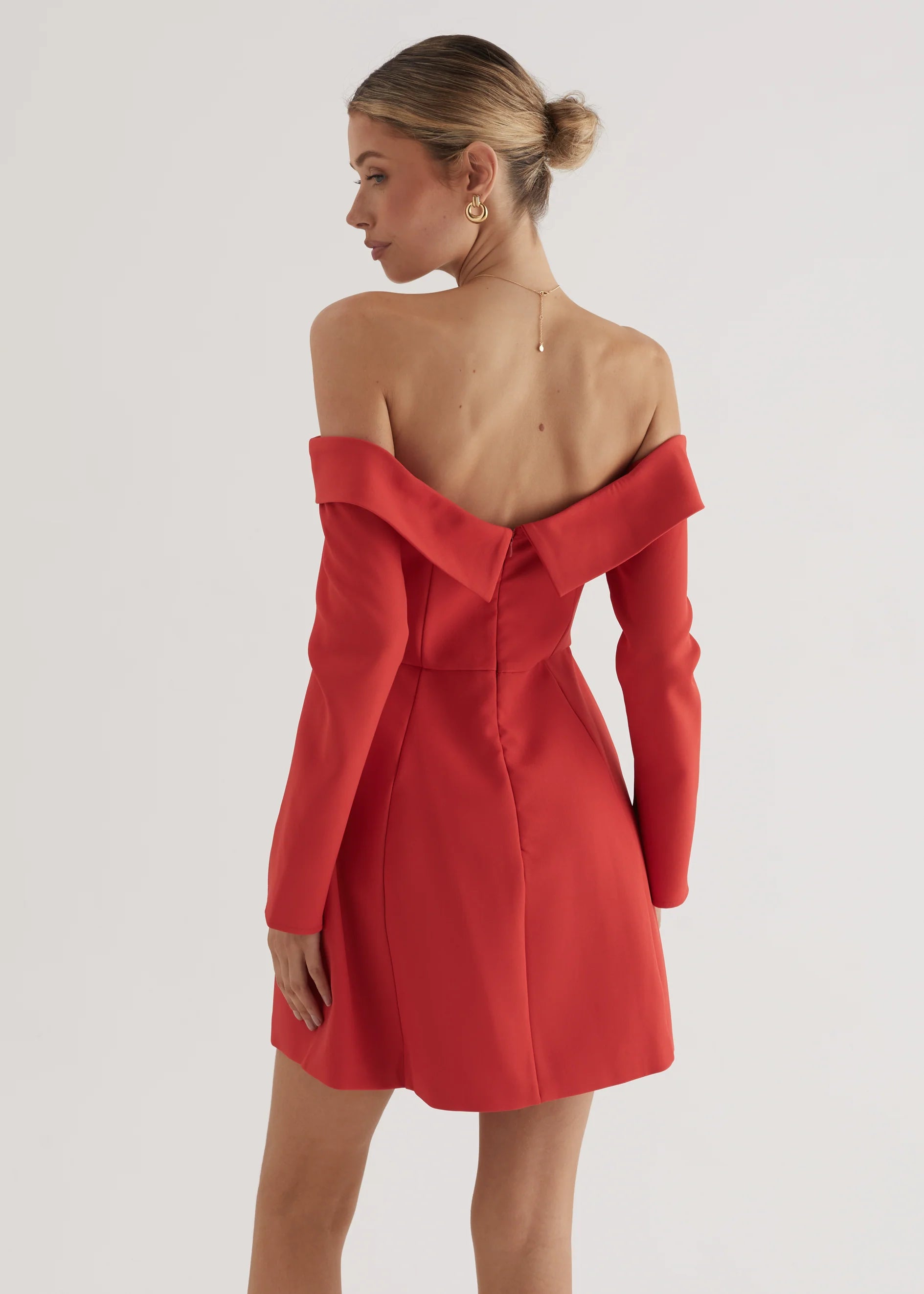 Santiago Off Shoulder Dress - Red