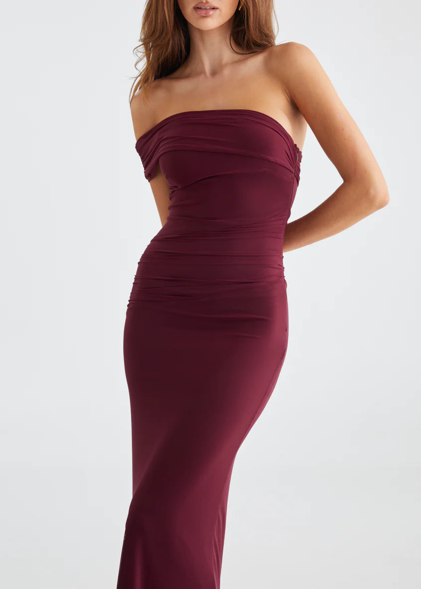 Allina Mesh Maxi Dress - Wine