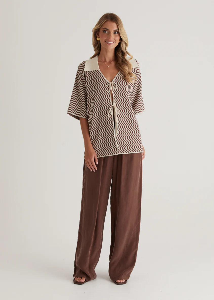 Charley Knit Top - Brown Swirl