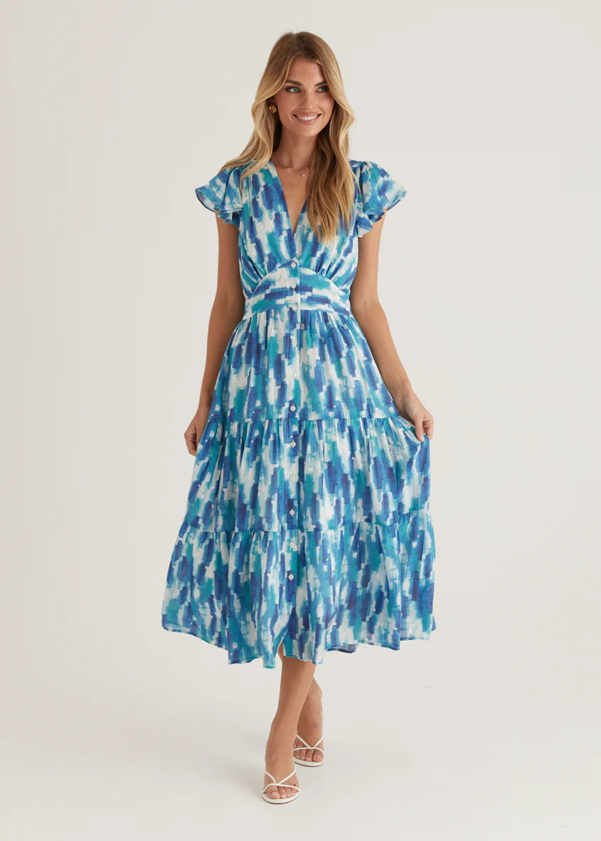 Gatsby Midi Dress - Blue Splash