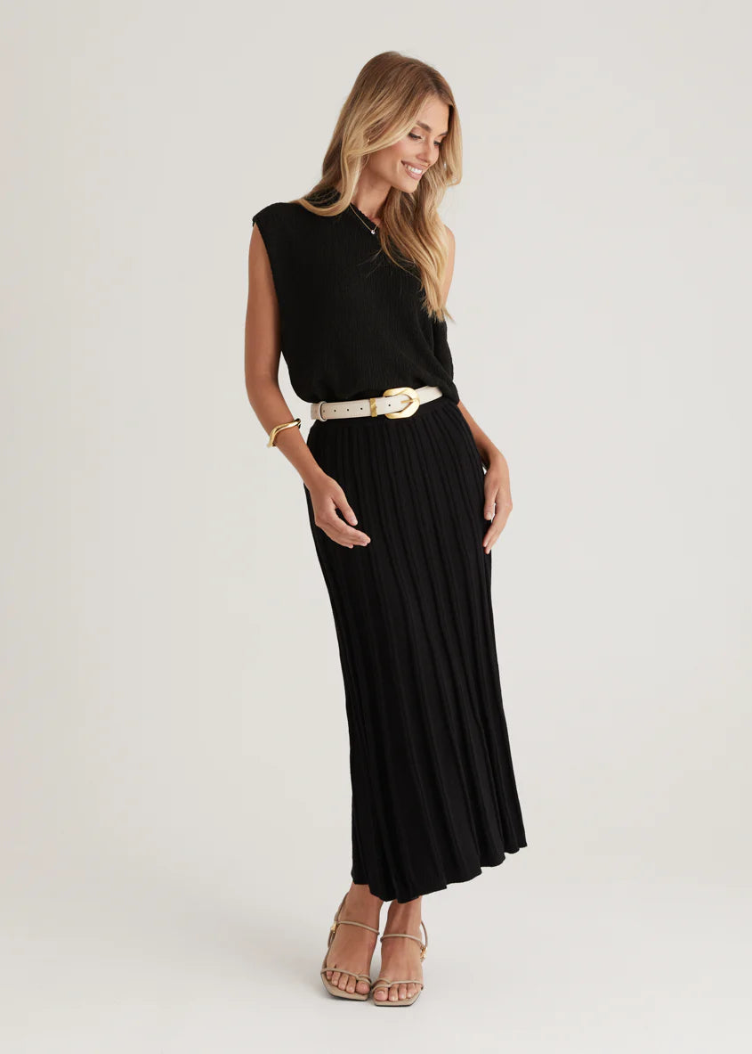 Tobin Knit Midi Skirt - Black