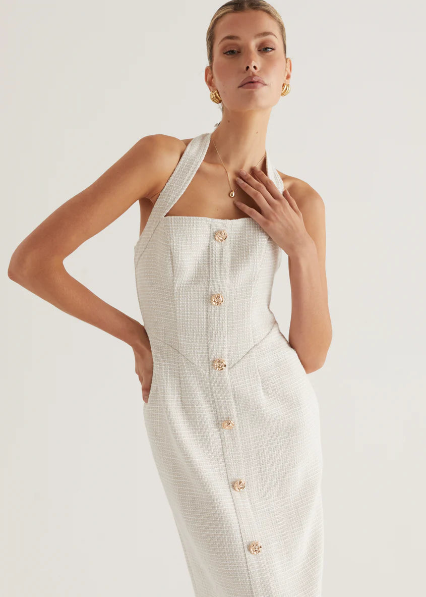 Marina Halter Midi Dress - Off White