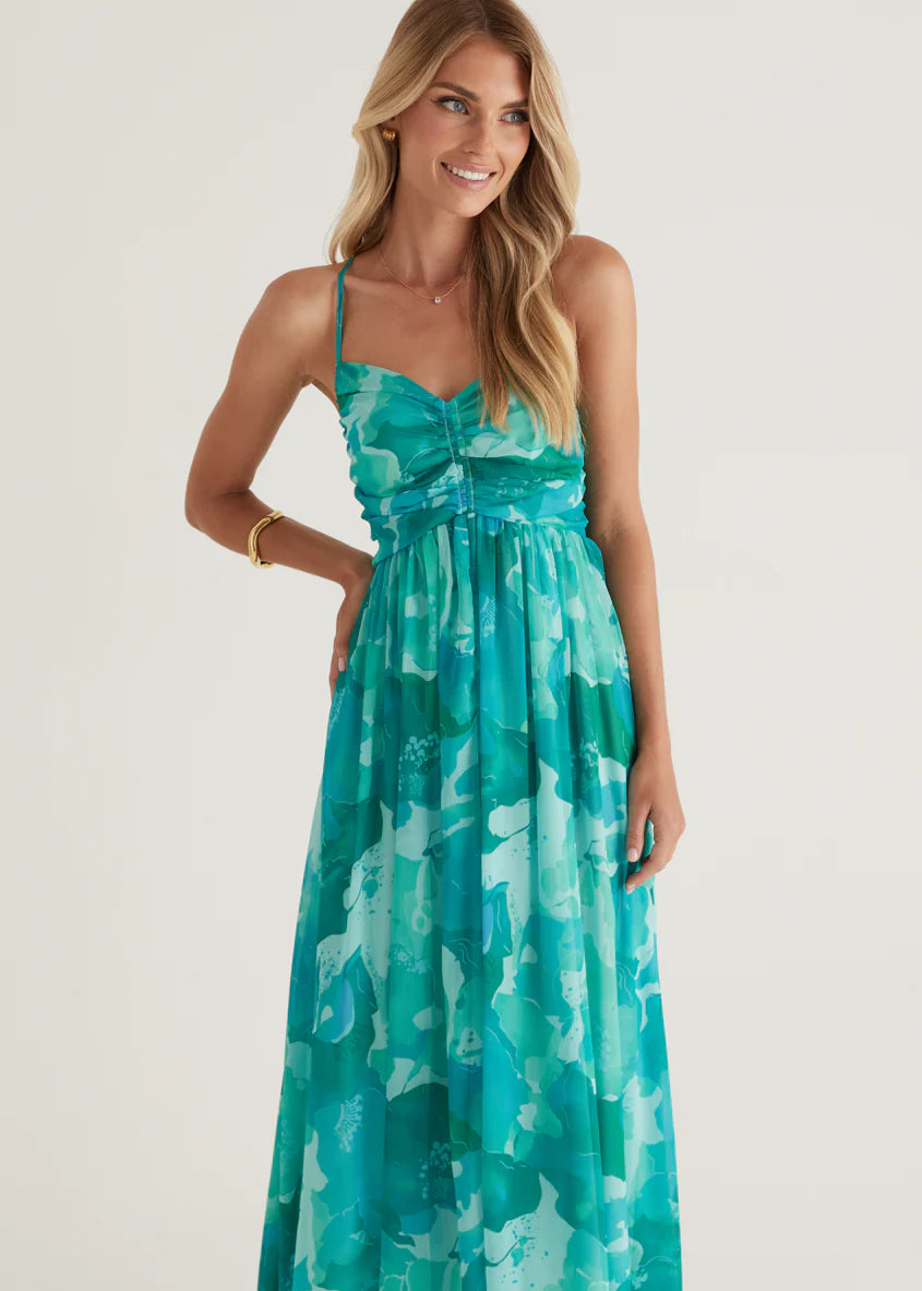 Tahitian Midi Dress - Green Rush