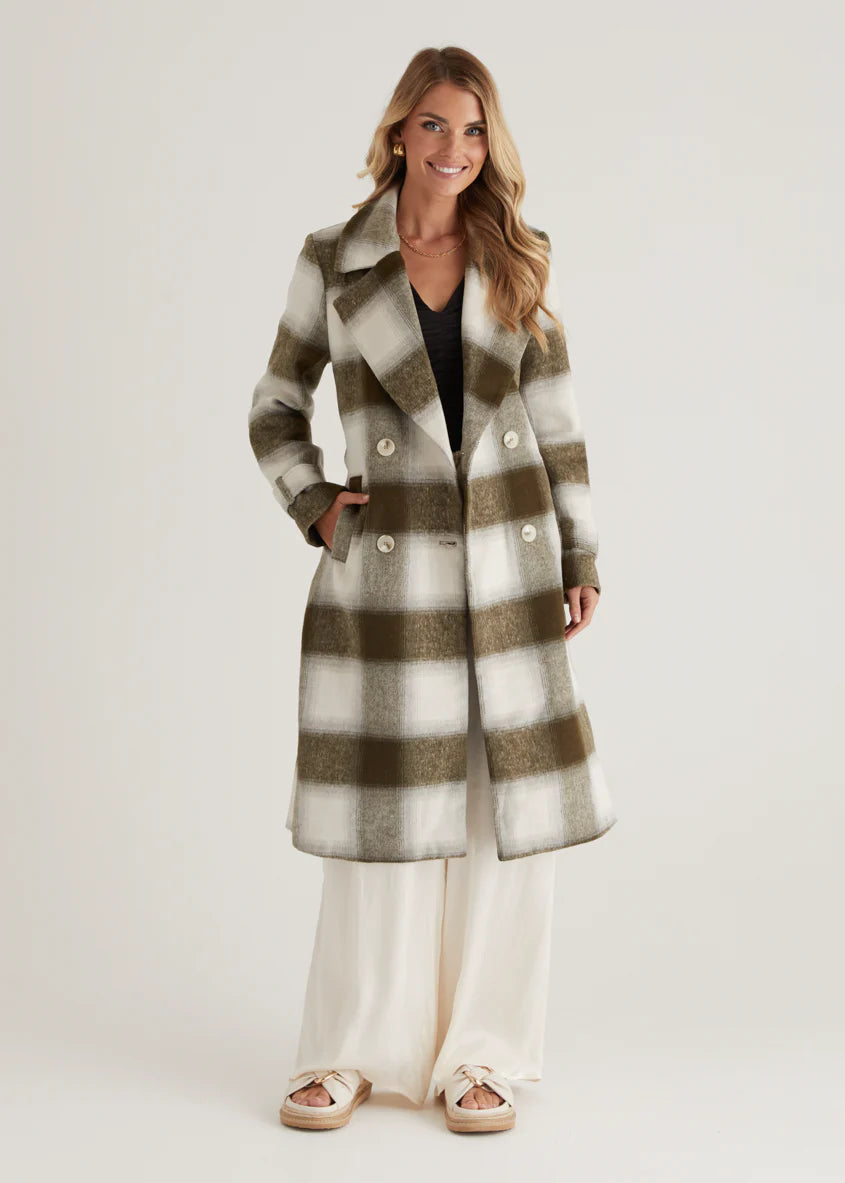 Laterro Coat - Olive Check
