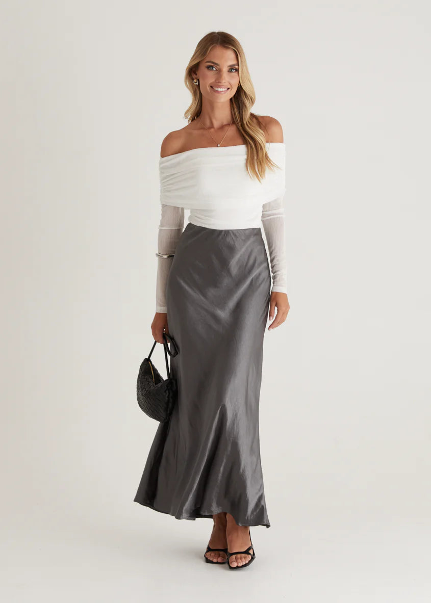 Rosalie Mid Skirt - Charcoal