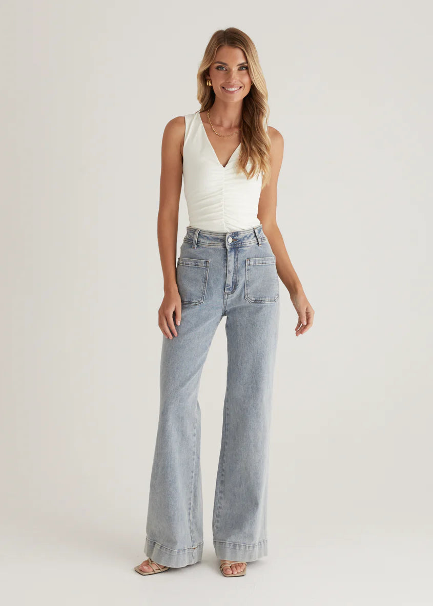 Zekroe Wide Leg Jeans - Light Blue