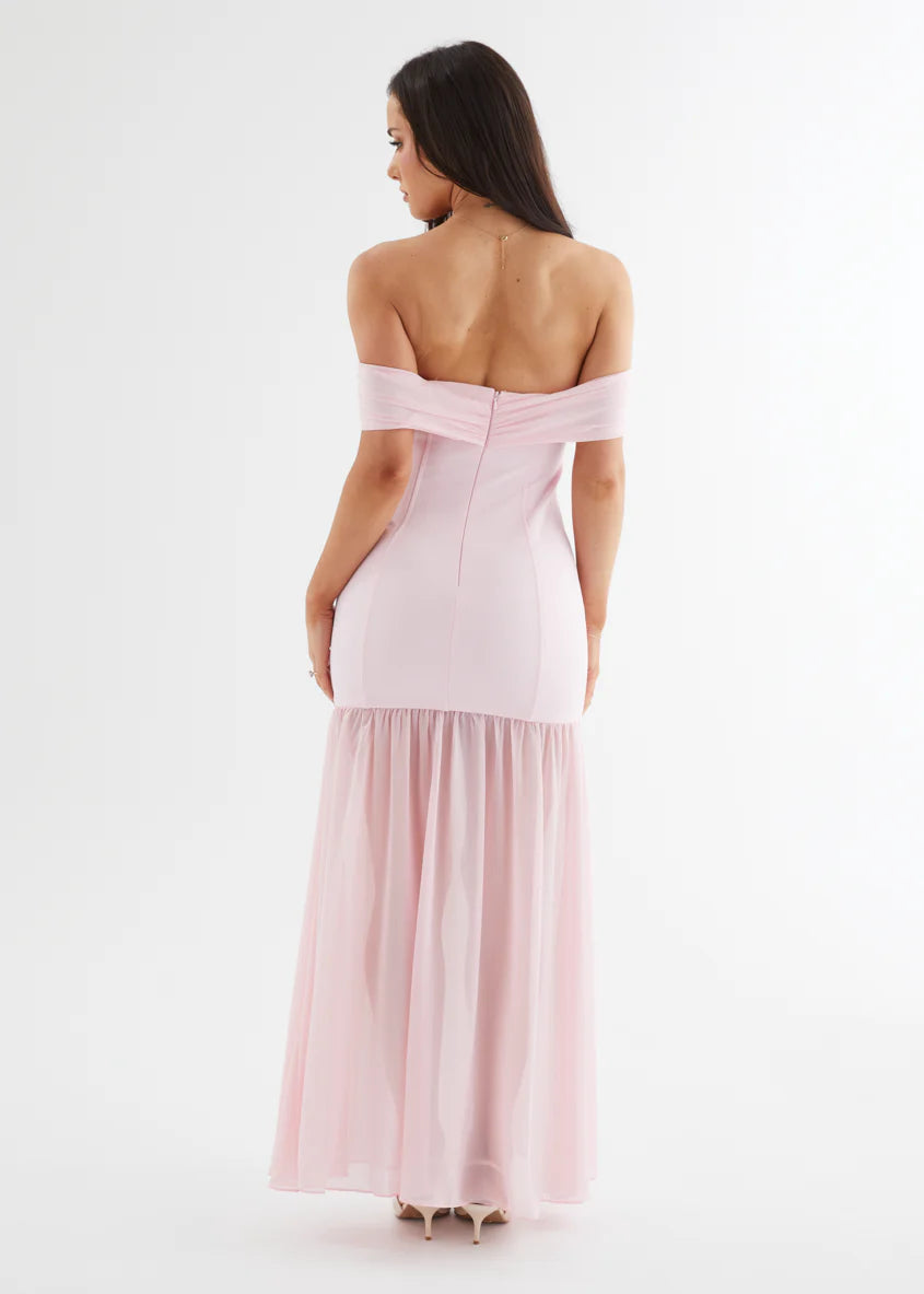 Tilly Off Shoulder Maxi Dress - Soft Pink