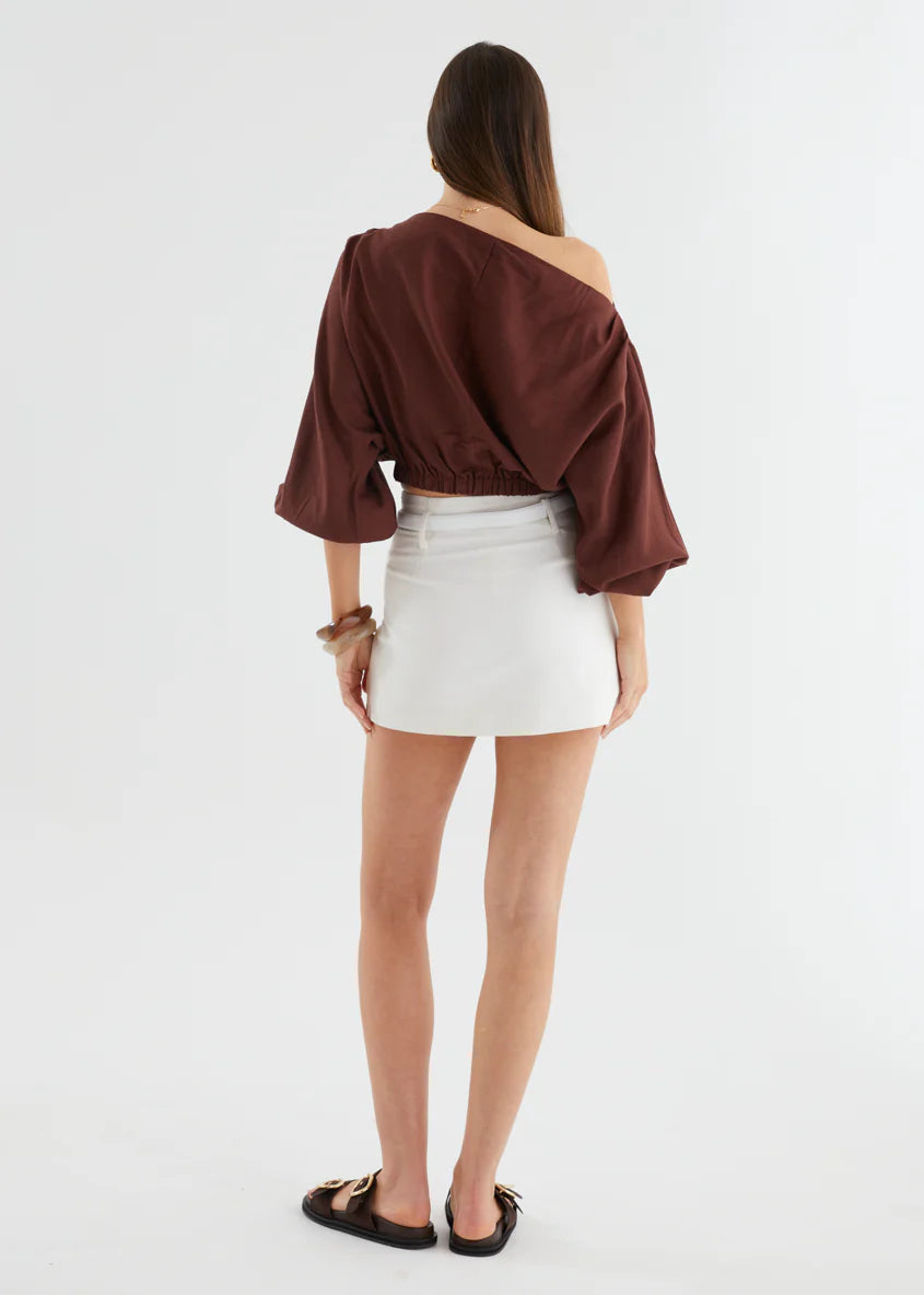 Marlowe Drop Shoulder Top - Chocolate