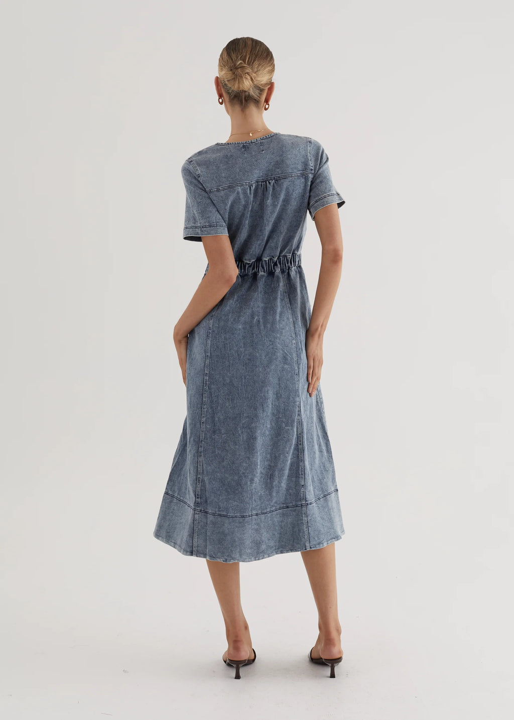 Petra Denim Midi Dress - Washed Blue