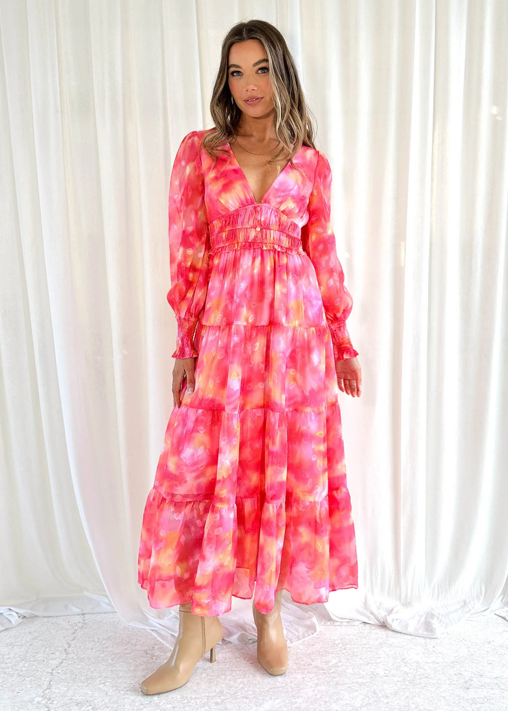 Edinna Maxi Dress - Pink Splash