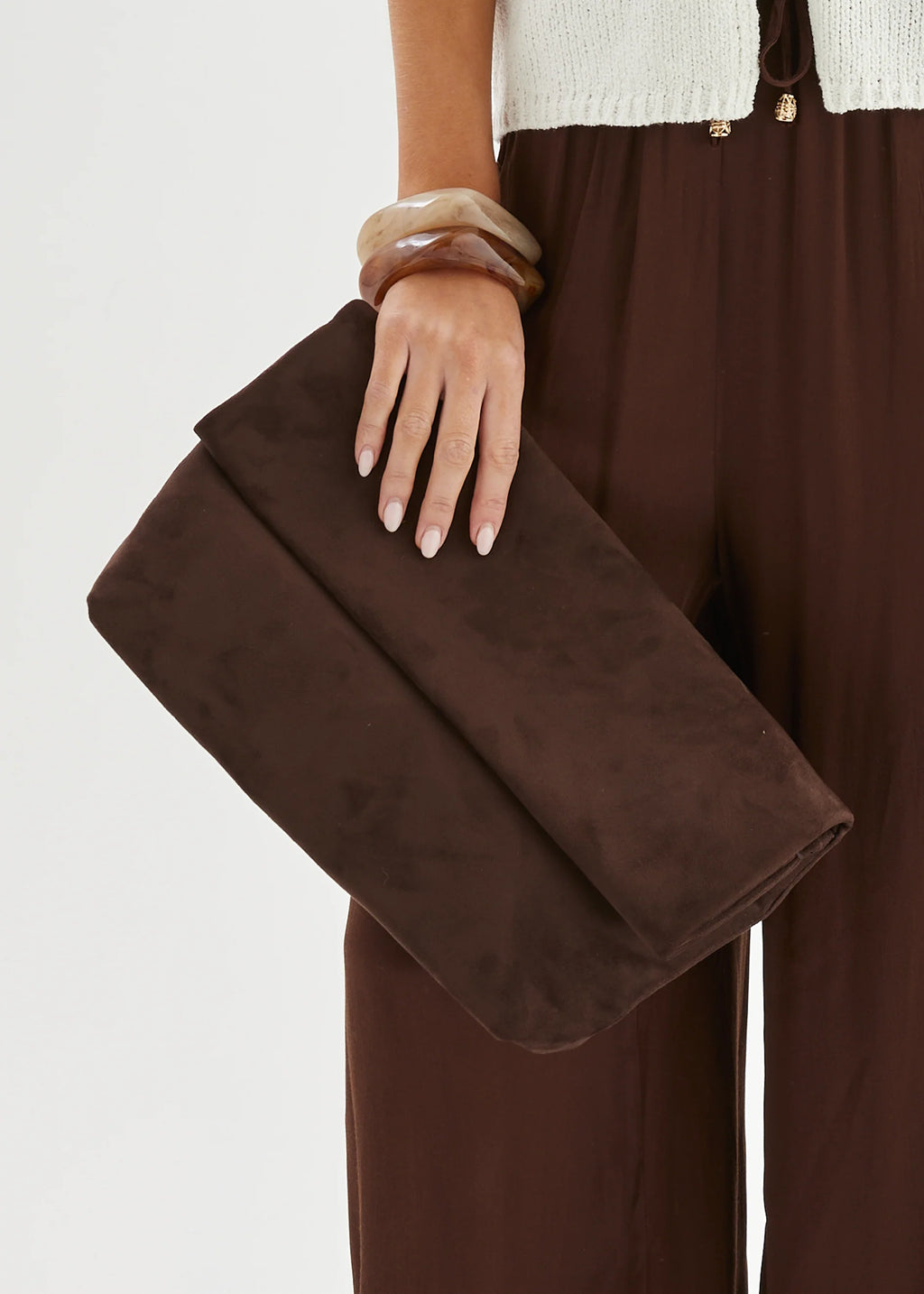 Rylee Clutch Bag - Dark Cacao Suede