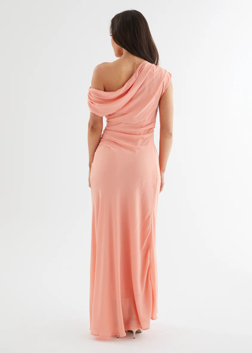 Flirtini One Shoulder Maxi Dress - Peach