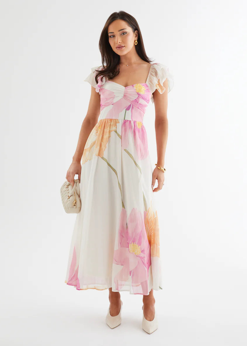 Nahla Maxi Dress - Pink Wildflower