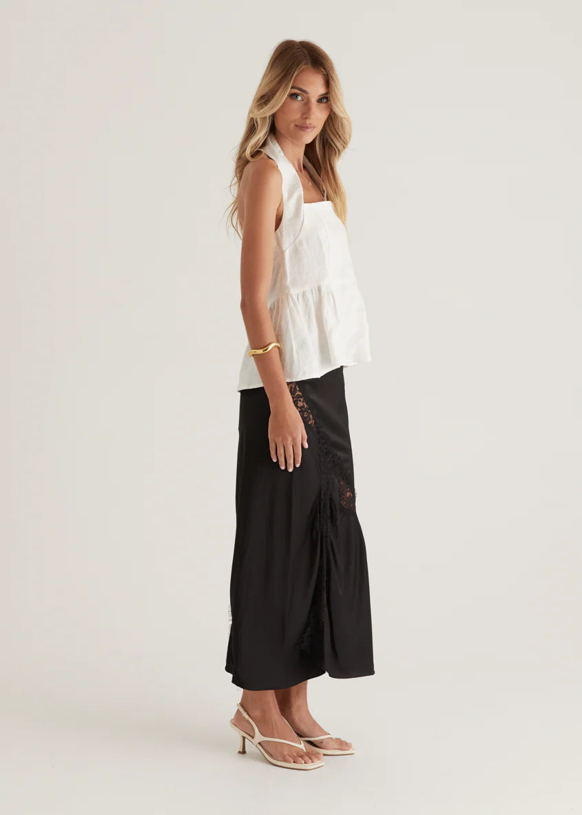 Lilou Halter Linen Top - Off White